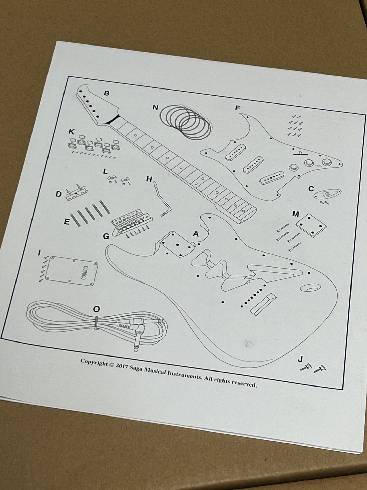 Saga electric guitar kit